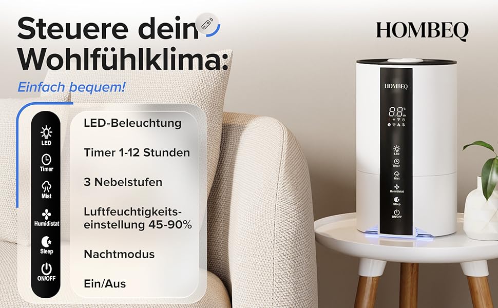 Ультразвуковий зволожувач повітря 4.2л з аромадифузором та нічним світлом, тихий для спальні та дитячої кімнати, для немовлят та рослин, з пультом керування та 360° форсункою