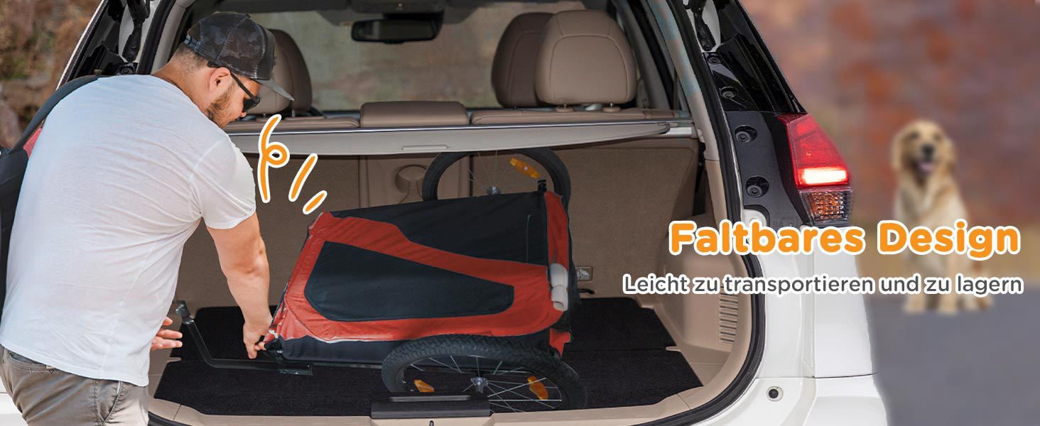 PawHut 2-в-1: Причіп для собак, велосипедний причіп для собак, візок для собак з відбивачами, до 30 кг, для великих собак, Oxford-тканина (Червоний)