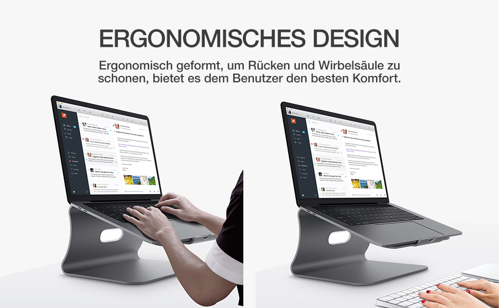 Підставка для ноутбука з алюмінію, сіра, для MacBook, Dell, HP, Lenovo, Microsoft Surface, Samsung (11-16 дюймів)