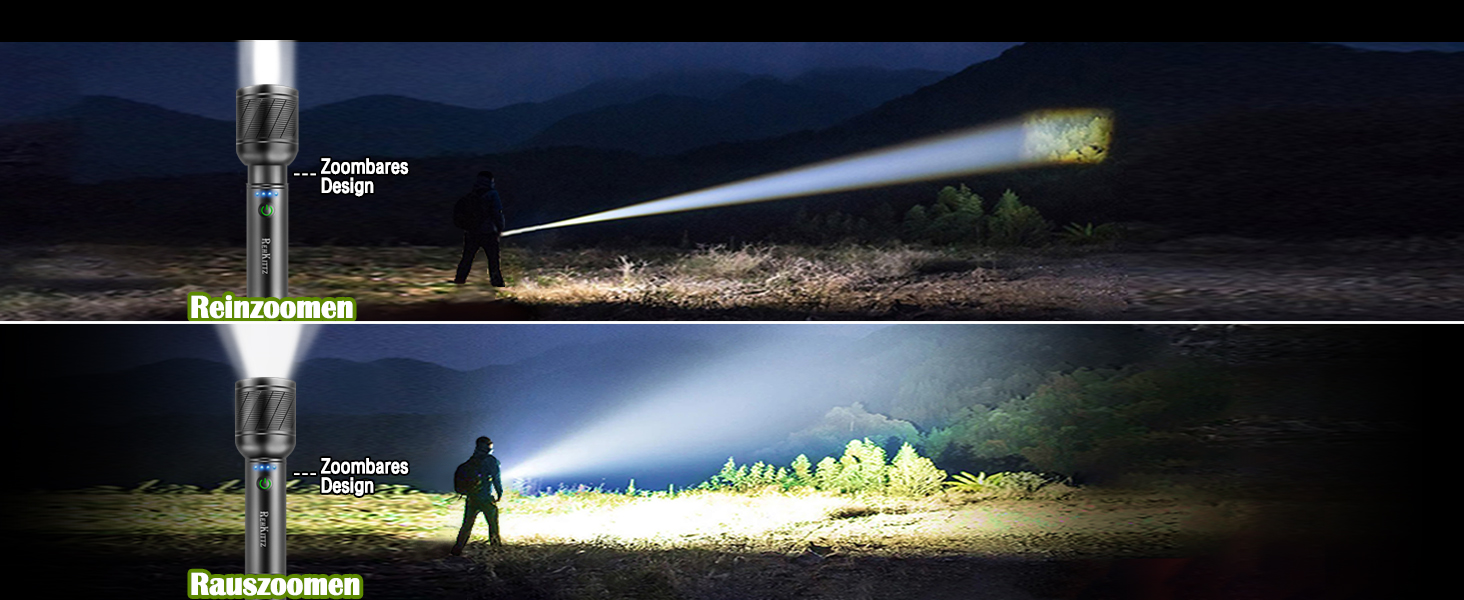 LED ліхтарик надпотужний 2200 люмен, перезаряджається (вбудований акумулятор великої ємності), міні ліхтарик з індикатором заряду, довгий час роботи, алюмінієвий корпус, 5 режимів освітлення, регульований фокус (2 шт.)