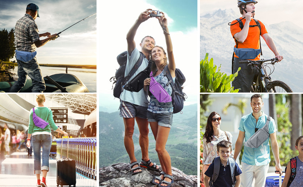 Чоловіча та жіноча поясна сумка на пояс, водонепроникна, з тримачем для пляшки, для туризму, прогулянок з собакою, активного відпочинку (Чорний)