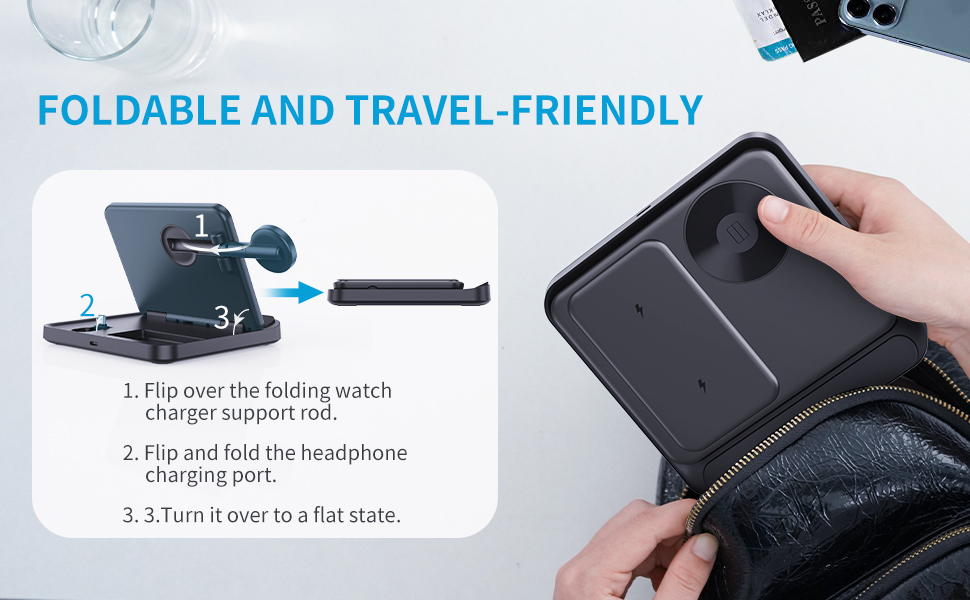 Бездротова зарядка 3-в-1 для Samsung Galaxy Z Fold 7/6/5, Z Flip 6/5/4/3, S23/S22, Note20/10 Ultra, Watch 6/5/Pro/4/3, Earbuds 2/2 Pro/Live