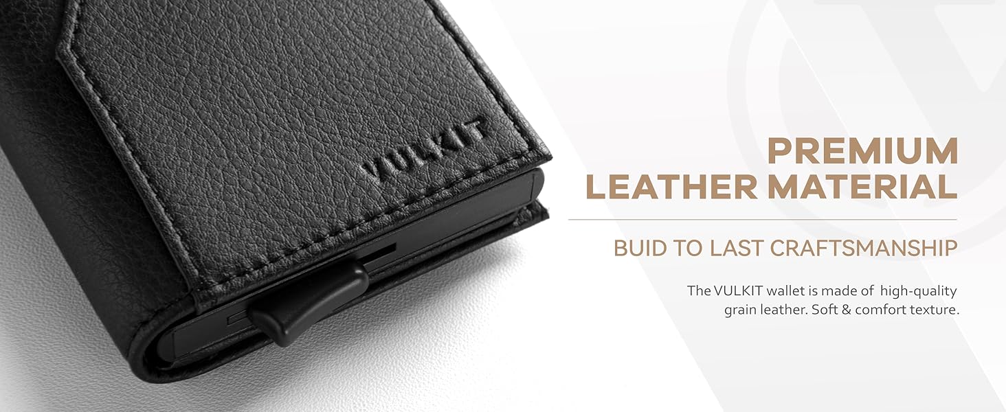 Кредитне портмоне VULKIT з віконцем для ID, RFID-захистом, автоматичний висувний механізм, шкіряне, коричневе