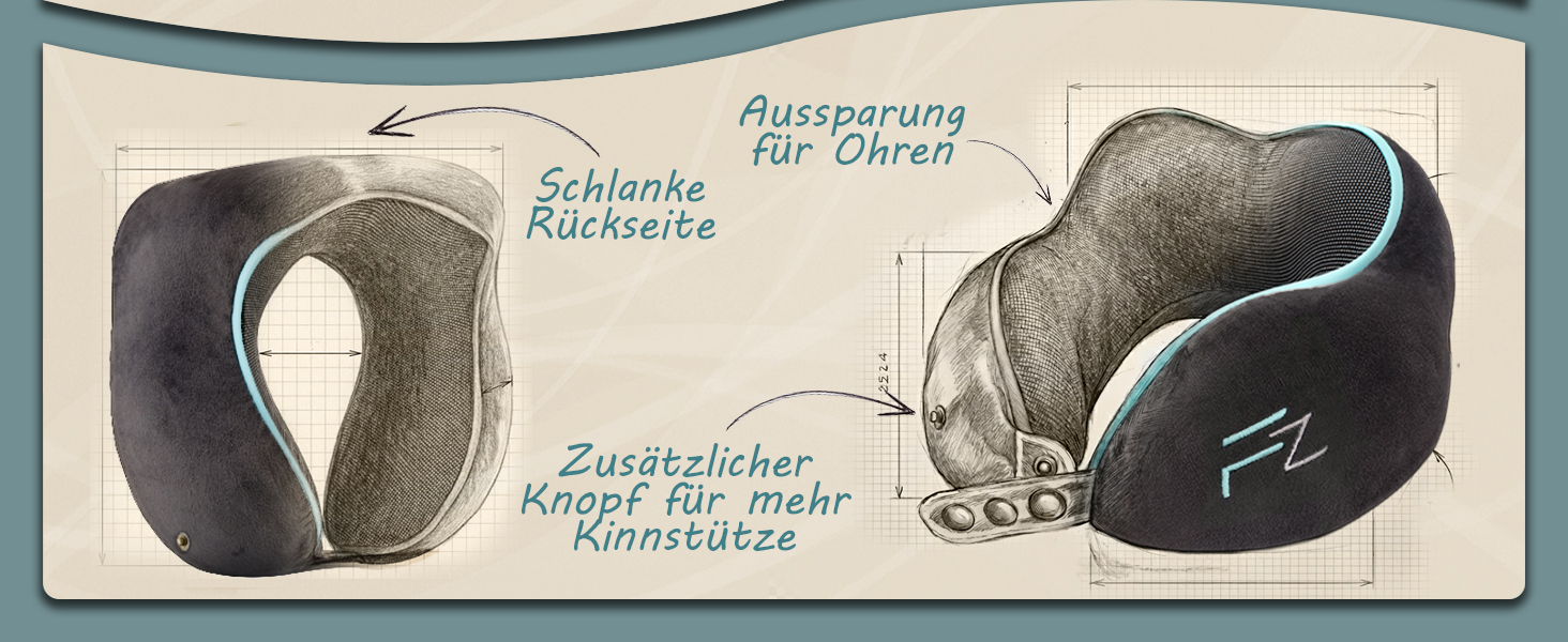 Подушка для шиї FLOWZOOM Dream Pro з додатковою бічною підтримкою та регульованим кріпленням на липучці - подушка для подорожей у літак з піною з пам'яті - з чохлом та подарунковою упаковкою - Чорний