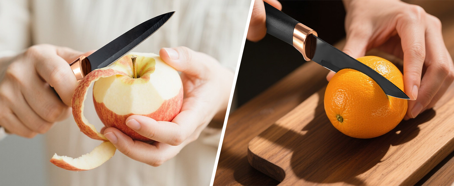 Набір ножів кухонний 6 предметів з блоком, нержавіюча сталь, білий