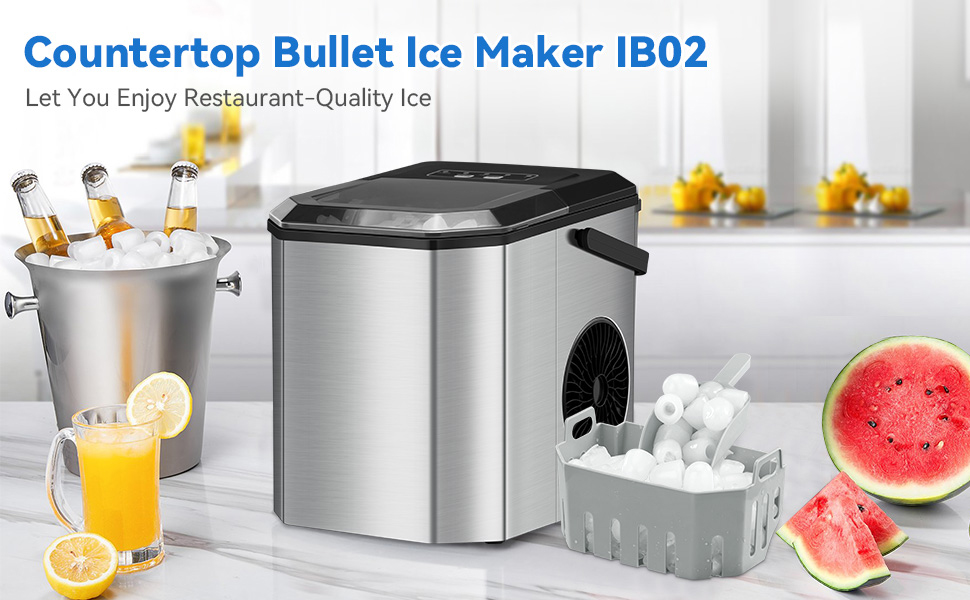 Льодогенератор Eiswürfelmaschine 120W, 9 кубиків за 6 хв, 11.8 кг/24год, самоочищення, з лопаткою та кошиком для вечірок, офісу, бару, кемпера, 2.3 л