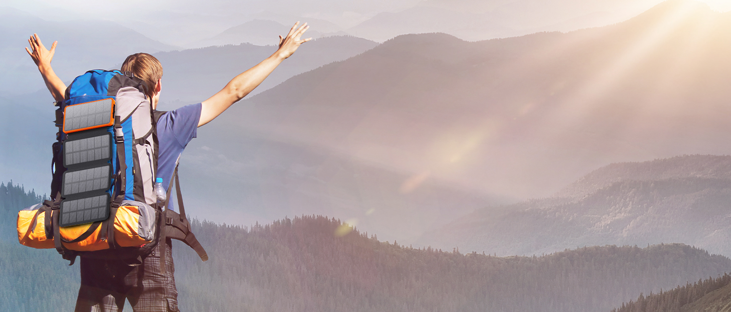 Power bank FEELLE 27000mAh з сонячною зарядкою та швидкою зарядкою 22.5W USB-C, чорний