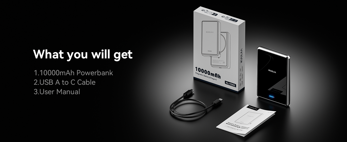 Power Bank Magsafe 5000mAh/10000mAh (Сірий/Чорний) - Бездротова зарядка, PD 20W, USB-C, Тонкий, для iPhone 16/15/14