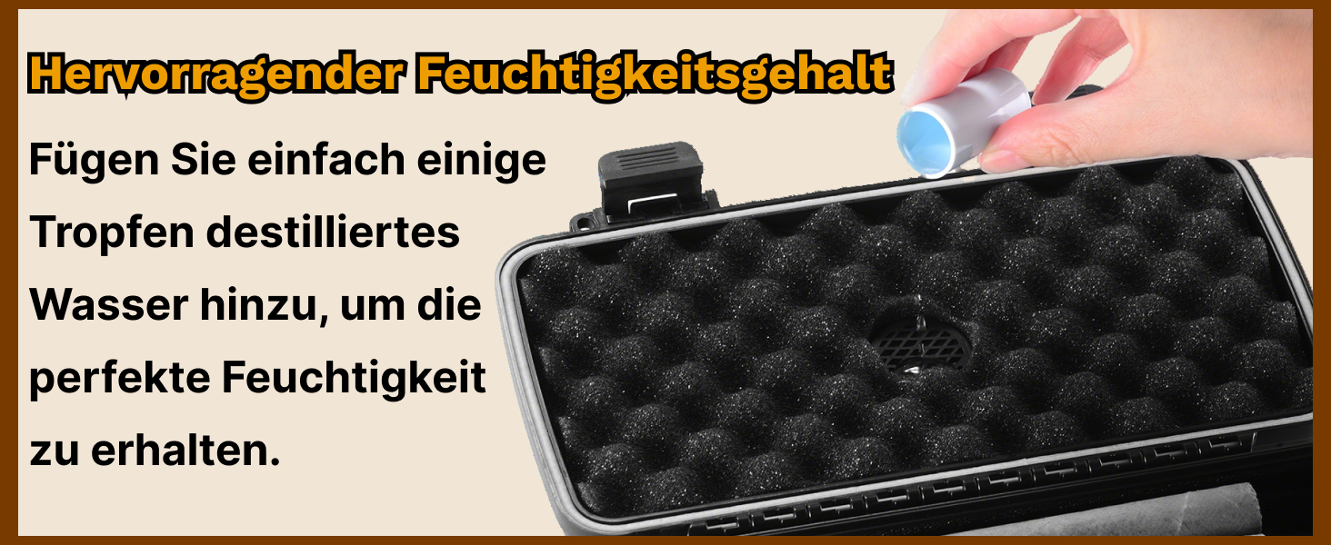 Зігеренний гумодор для подорожей - валіза з диском для зволоження, водонепроникний, повітряний, міцний та неспритний - місце для до 5 сигар, портативна сигарна коробка, подарунок для чоловіків (великий)