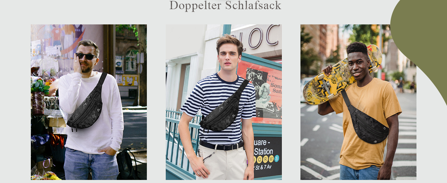 Чоловіча та жіноча поясна сумка Bauchtasche SZSYCN, фанна-пак, чорний камуфляж для спорту, прогулянок, подорожей