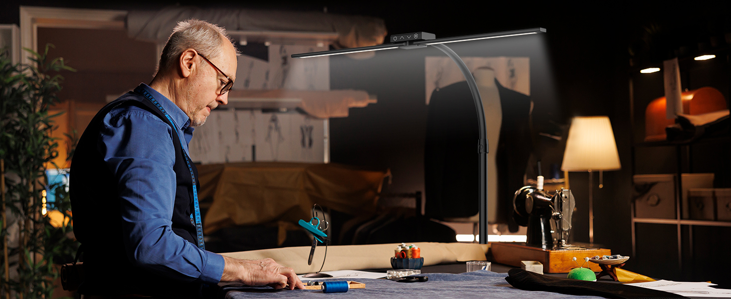 Світлодіодна лампа VUENICEE для столу з регулюванням яскравості та пультом дистанційного керування, 20W, кріплення-прищіпка, офісна лампа, 5 режимів кольору та яскравості, гнусий