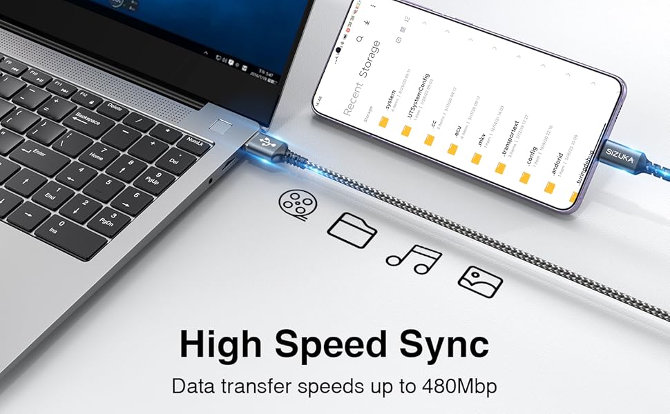 Кабель USB-C [3 шт, 2 м] для Samsung Galaxy: швидка зарядка, 2 м + 2 м + 2 м