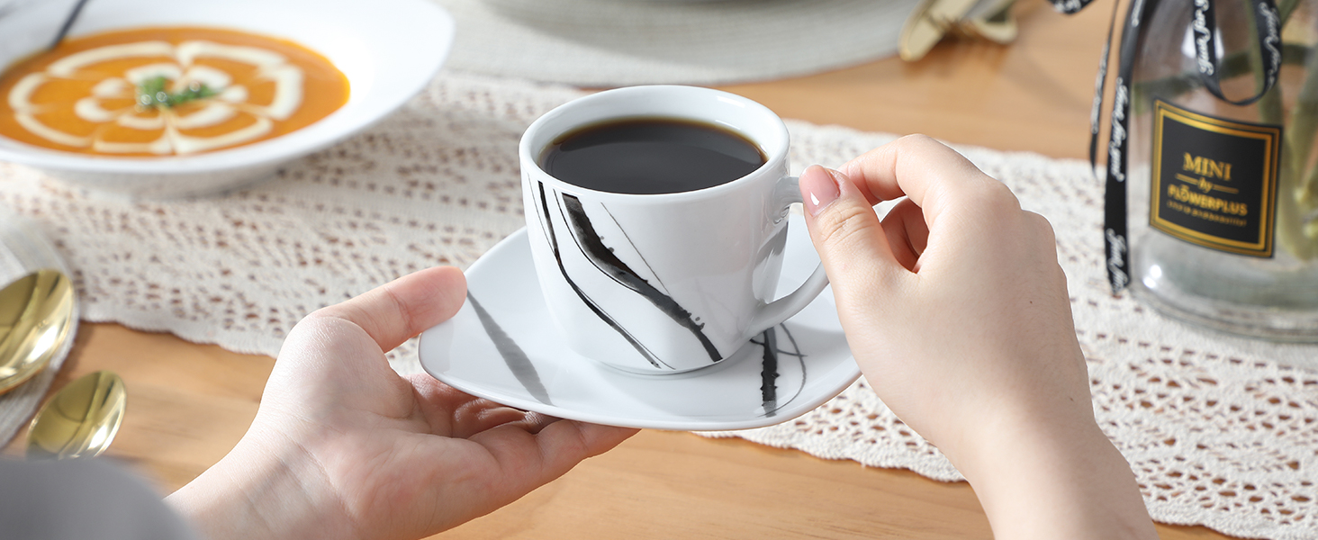 Набір посуду VEWEET FIONA (30 предметів): тарілки та миски для 4 осіб, чорно-сі лінії, для вечері, безпечний у мікрохвильовці та посудомийній машині