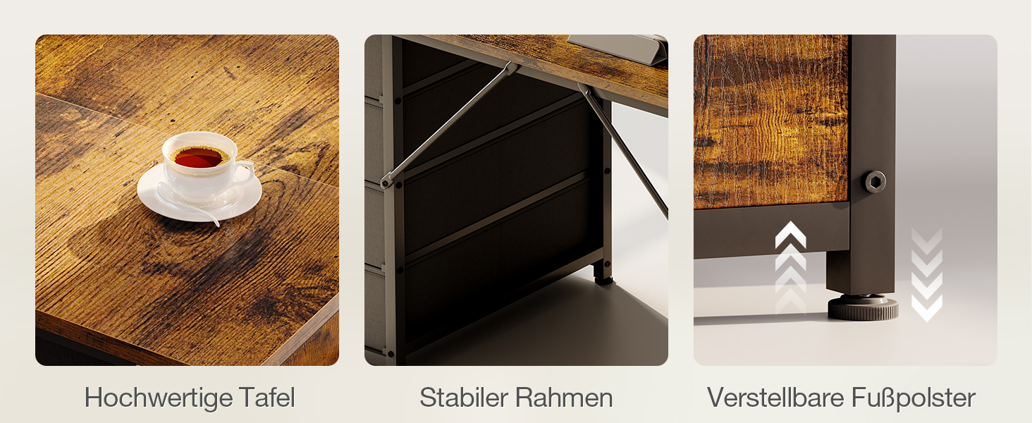 Комп'ютерний стіл Coleshome з 8 тканинними ящиками, 120x48 см, коричневий | Стіл для офісу, дому, вітальні