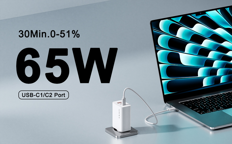 Зарядний пристрій USB-C 50W, 5 портів: 2 USB-C та 3 USB-A, Power Delivery 3.0, швидка зарядка для iPhone, Samsung, телефонів, планшетів - Бежевий