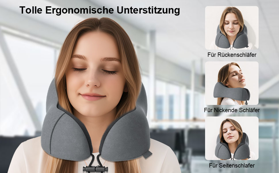 Подушка для шиї у вигляді білки Memory Foam для подорожей (темно-сірий)