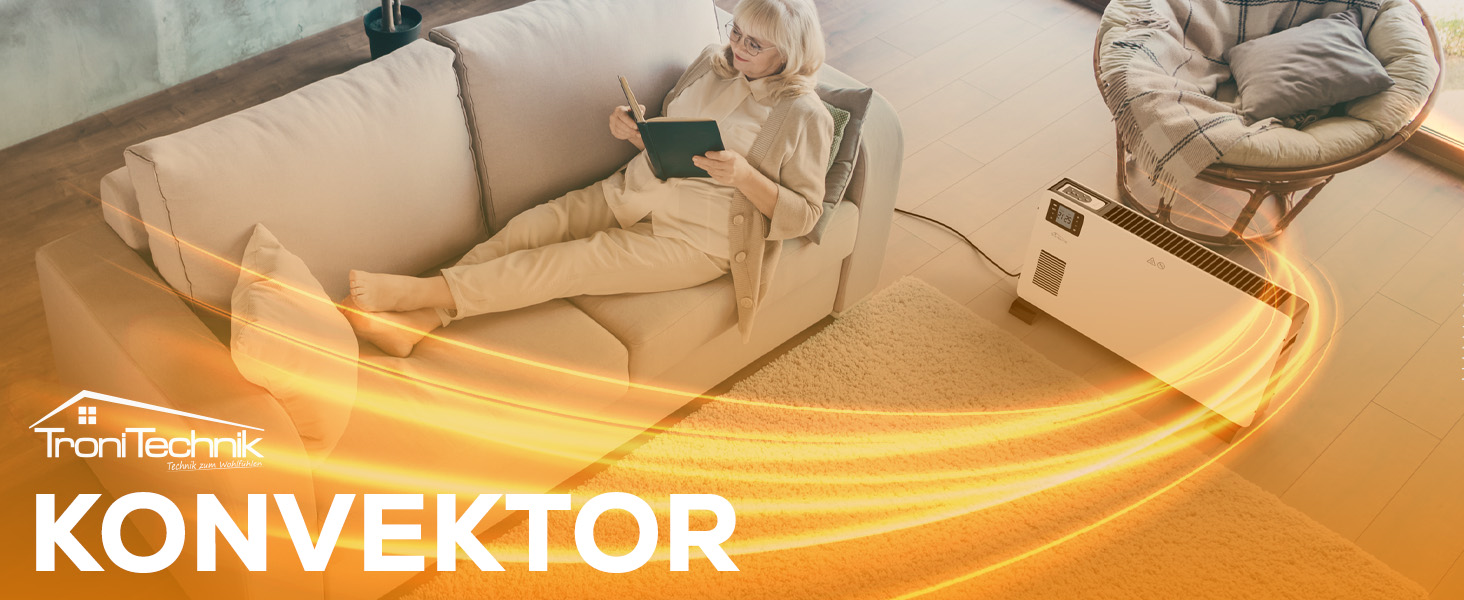 Електричний конвекторний обігрівач Tronitechnik® KH-102, 2.3kW з таймером та термостатом, 3 режими нагріву