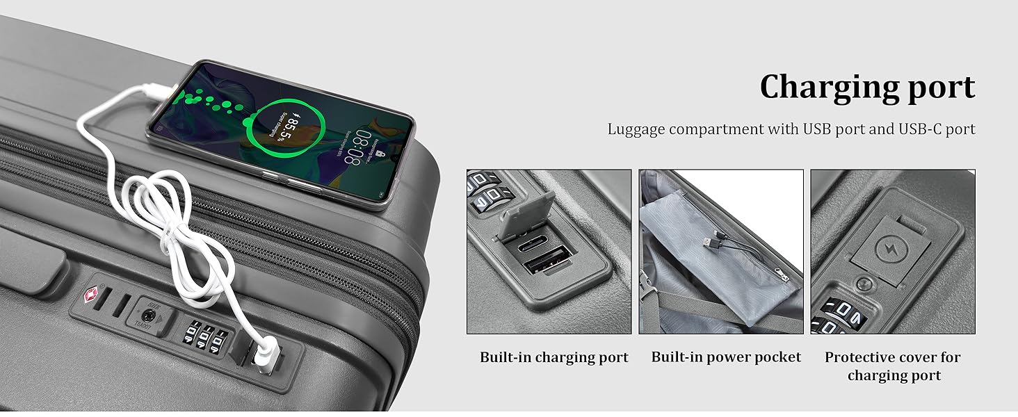 Набір валіз Joyway 4 шт. з жорстким корпусом та TSA-замком, розширюваний. Чорний, сірий.