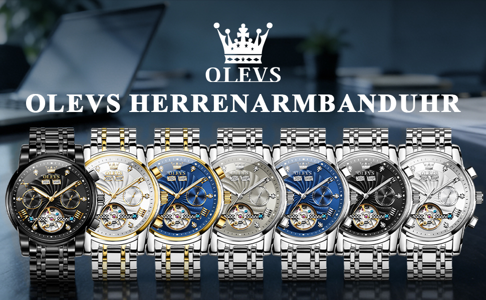 Чоловічий механічний годинник OLEVS 7088 з автопідзаводом, турбійоном та календарем, водонепроникний, сріблясто-сірий