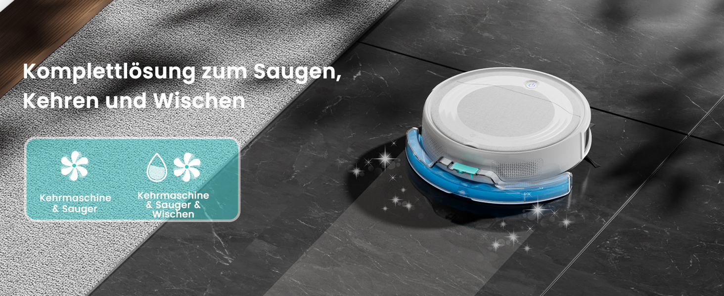 Робот-пилосос LEFANT M2 з функцією миття, 6000Pa, LiDAR-навігація, зони заборони, керування через APP/Alexa, для шерсті тварин, килимів та твердих підлог (M310 Ultra-W)