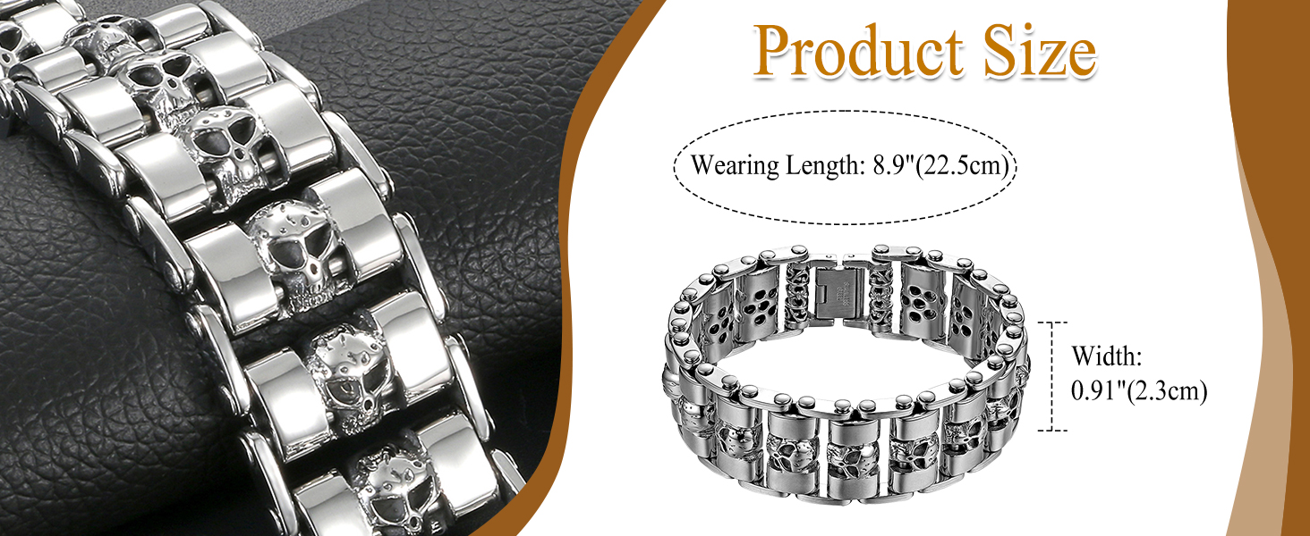 Чоловічий браслет OIDEA з черепом: ланцюжок, браслет, панк, готика, череп, хрест, лев, ланцюжок, панк-рок, велосипедна ланцюжок, подарунок для чоловіків, срібло, чорний