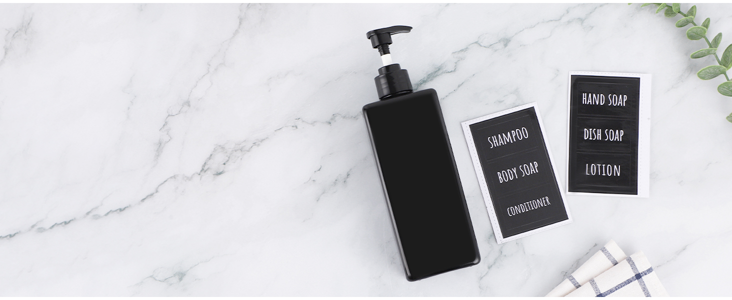 Диспенсер для рідкого мила Segbeauty Quadratisch 500 мл (4 шт.) + Тримач, Чорний - Набір для кухні та ванної (Шампунь, Гель для душу, Мило)