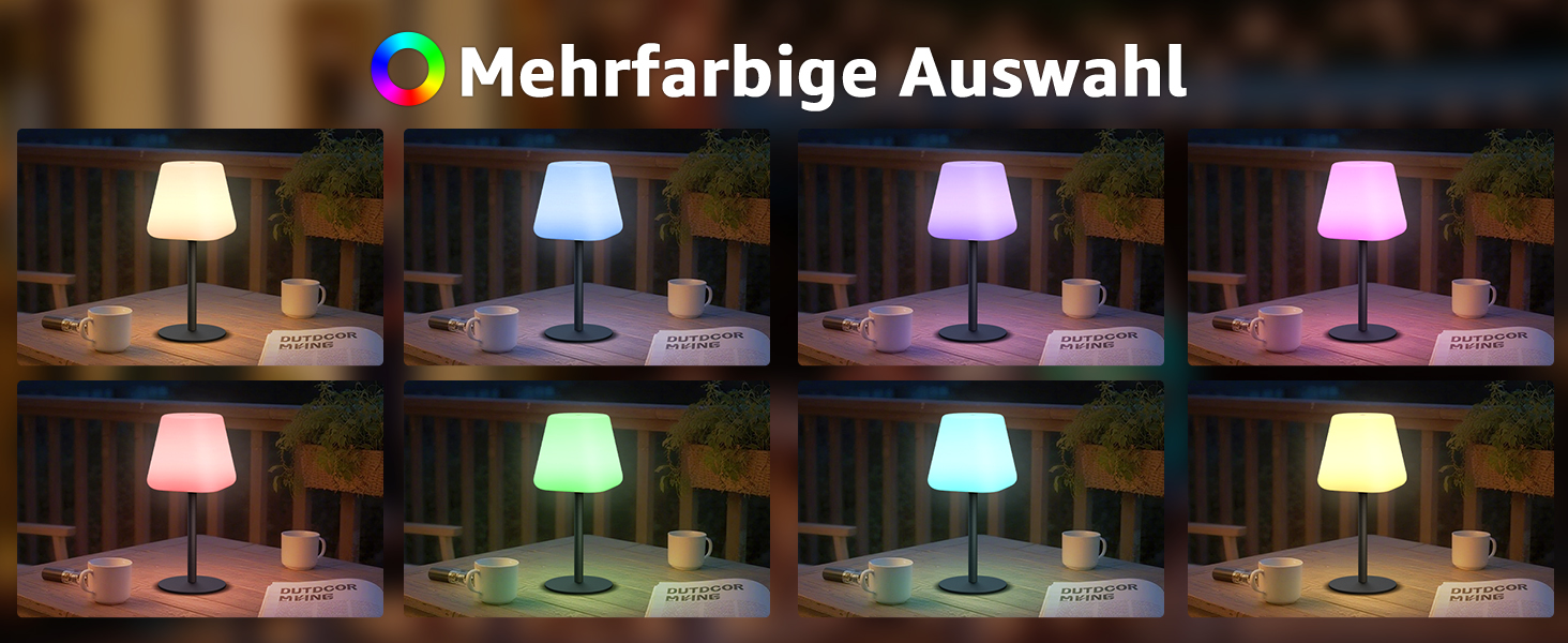 MALUX LED Акумуляторна Настільна Лампа, Бездротова, 8 Кольорів, IP44 Водонепроникна, для Дому, Саду, Готелю, Балкону, Кегль