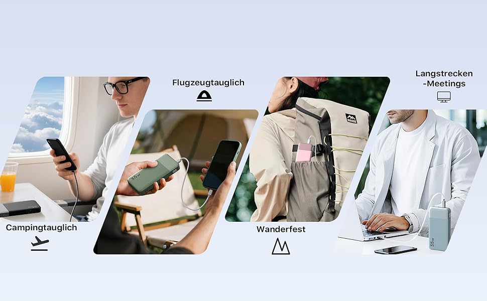 Power Bank NOBIS 35W 10000mAh з цифровим дисплеєм, 2 USB-C, 1 USB-A – зарядний пристрій для iPhone, Galaxy, планшетів (зелений)