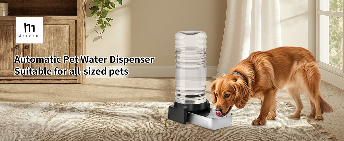 Автоматичний диспенсер води для собак великих порід Marchul 8.6L з мискою з нержавіючої сталі та 3 фільтрами, для великих та середніх тварин