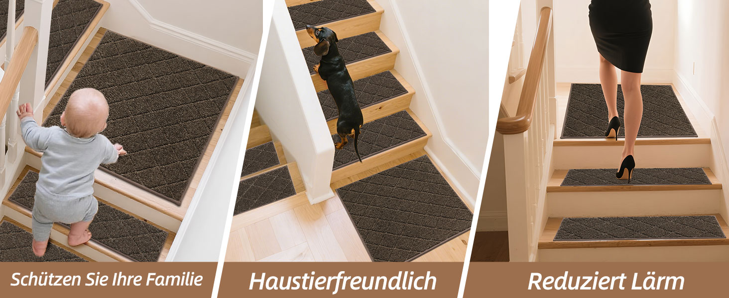 Ковзаючі сходи COSY HOMEER, 15 шт., 70 x 22 см, антиковзкі, самоклеючі, машинне прання, 100% поліестер, TPE-підкладка, для дітей, літніх людей та домашніх тварин, сірий та білий