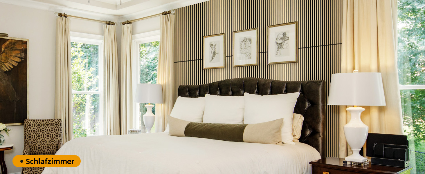 Акустичні настінні панелі JAMELO з шпоном дерева, самоклеючі 3D панелі для стін, стелі та дверей, колір горіх, 10 шт (30 x 15 x 1.2 см)