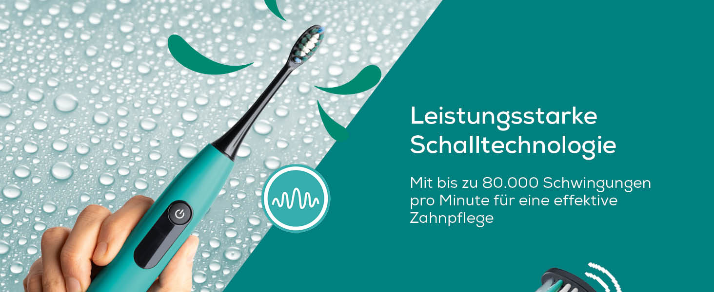 Електрична зубна щітка Beurer SC 50 з 5 режимами чищення та датчиком тиску, 80 000 коливань, дисплей, 2 насадки (Ocean Breeze)