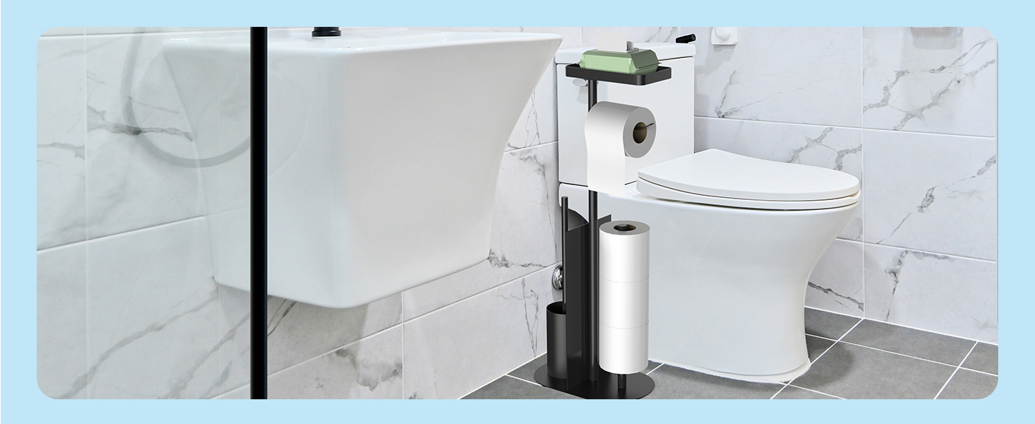 Підставка для туалетного паперу настільна з боксом для серветок, нержавіюча сталь, чорний матовий