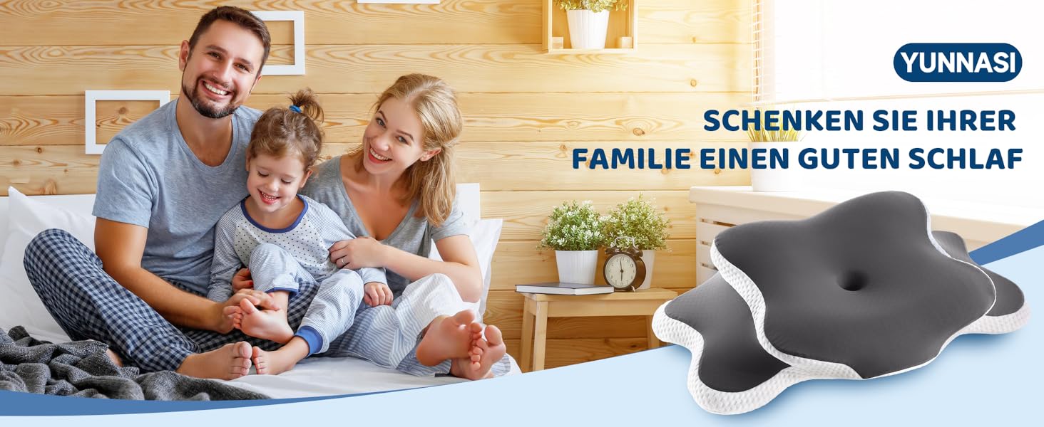 Подушка з піною з пам'яті YunNasi: ергономічна, ортопедична, для сну на боці, спині та животі, з кульковою тканиною, яку можна прати