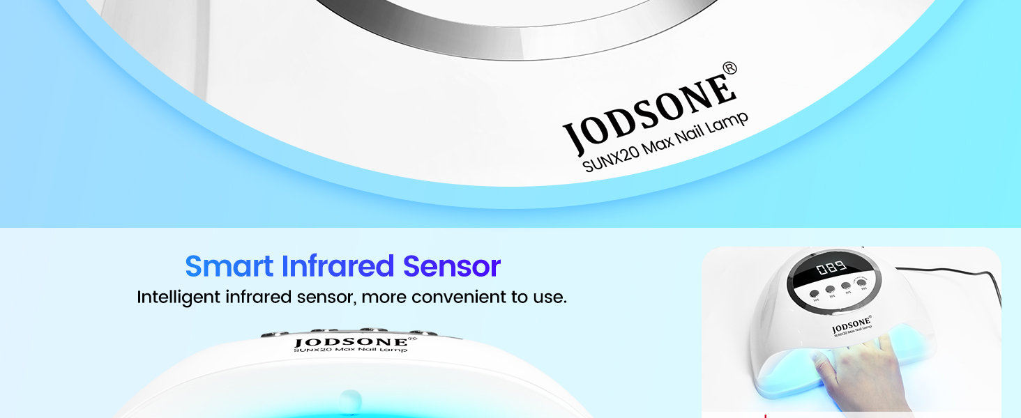 JODSONE 320W UV LED лампа для нігтів з авто-сенсором, 72 світлодіоди (червоне світло) та 4 таймерами (10/30/60/99s) – професійний апарат для сушіння гель-лаку, гелю та шелаку для рук і ніг