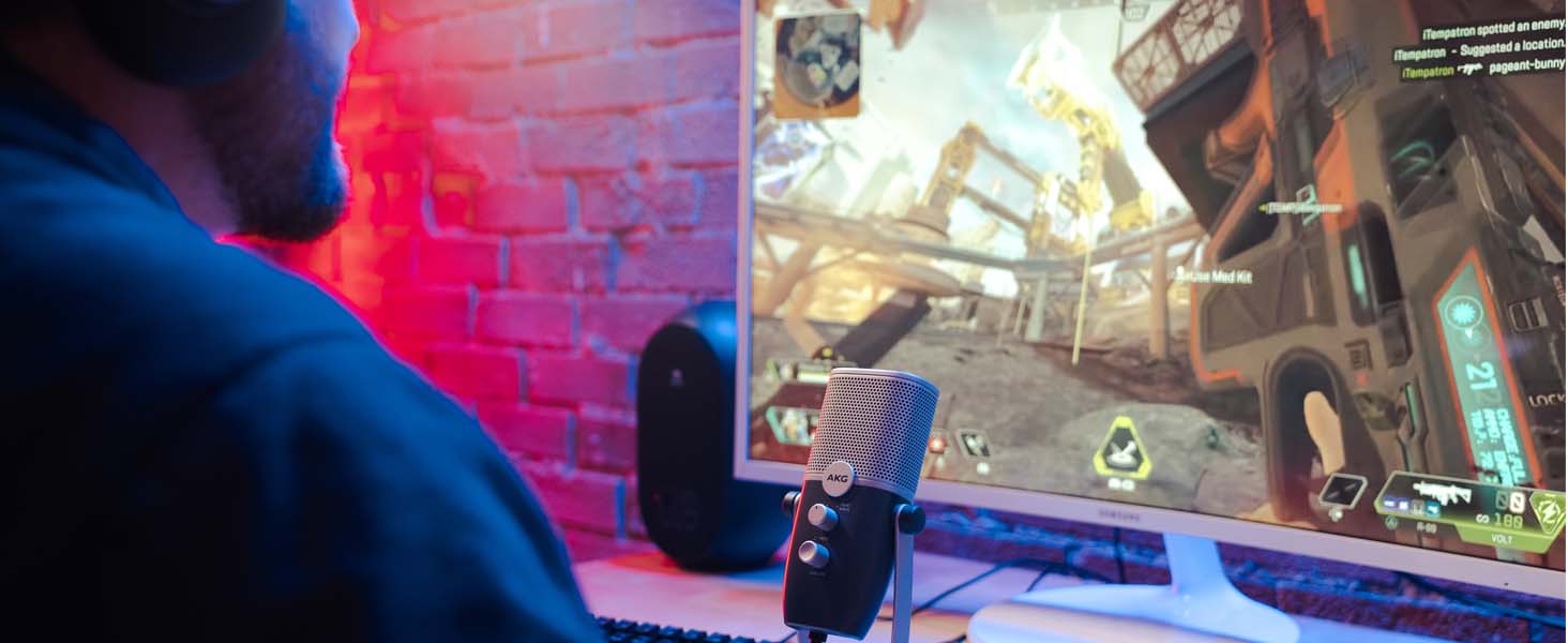 AKG Ara USB-C конденсаторний мікрофон для подкастів, відео, геймінгу та стрімінгу, синьо-сріблястий