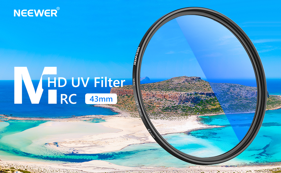 Фільтр NEEWER MRC UV 43mm з багатошаровим покриттям, захисний фільтр для об'єктиву, водонепроникний, стійкий до подряпин