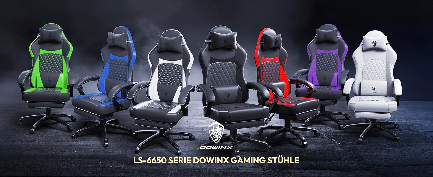 Геймерське крісло Dowinx Racing з підтримкою попереку, екошкіра PU, до 150 кг, зелене
