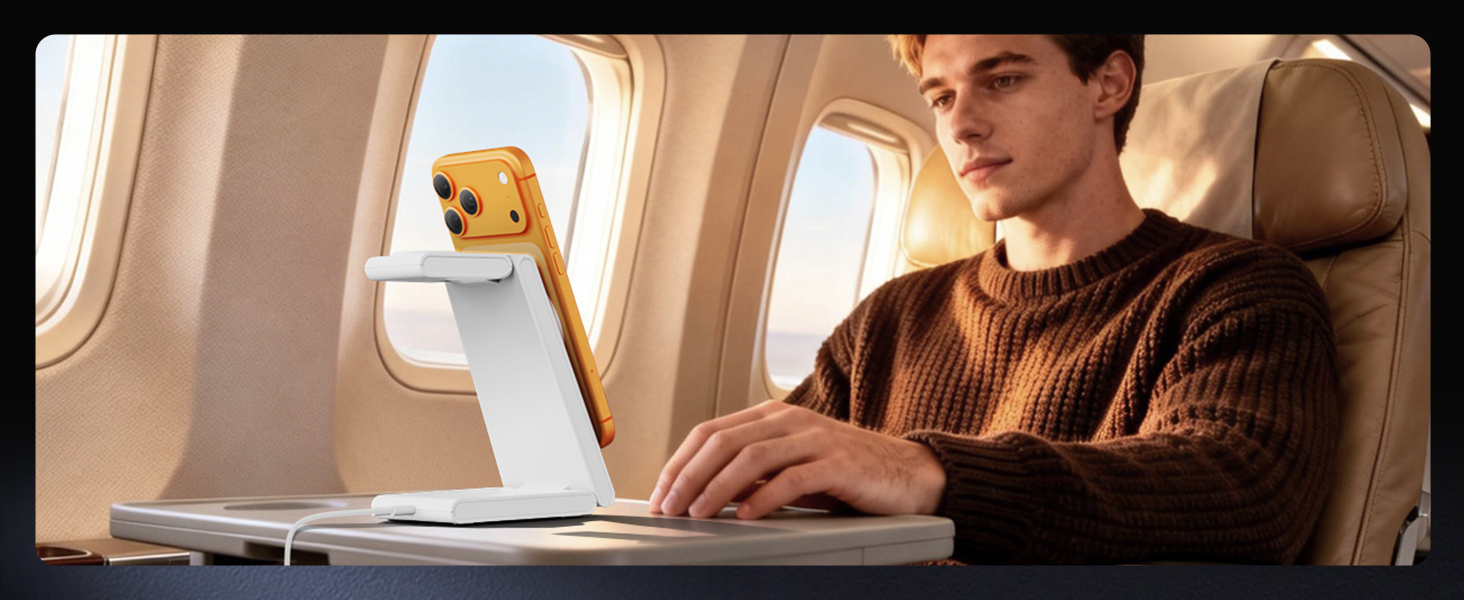 Зарядний пристрій 3-в-1 GEEKERA MagSafe для Apple Watch, iPhone (12-17) та AirPods, бездротова зарядка, матовий білий