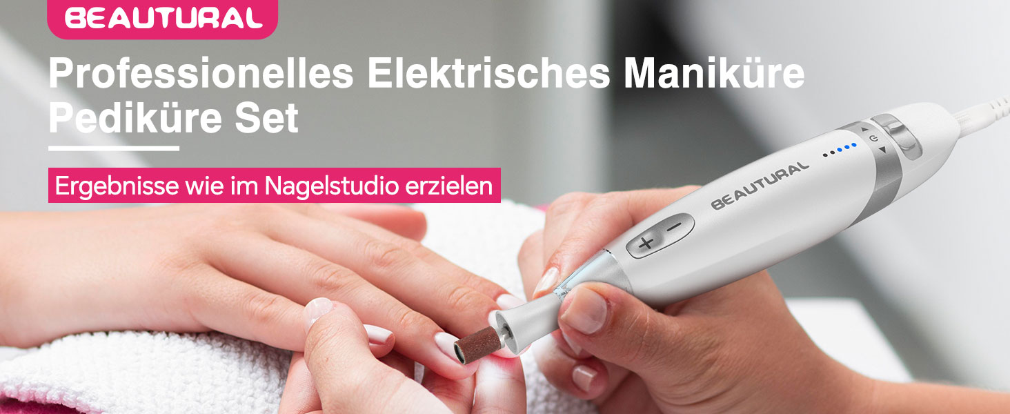 Набір для манікюру та педикюру Beautural, електричний фрезер для нігтів з LED-підсвічуванням, 10 насадок, для догляду за руками та ногами