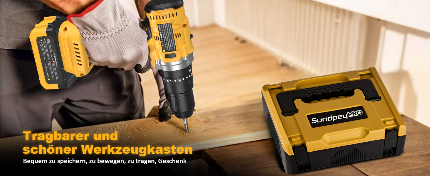 Акумуляторний ударний дриль-шуруповерт 21V - 120Nm безщітковий, комплект з 2 акумуляторами 4Ah, 20+3 ступені крутного моменту, патрон 13 мм, 2 швидкості, 35-елементний набір аксесуарів