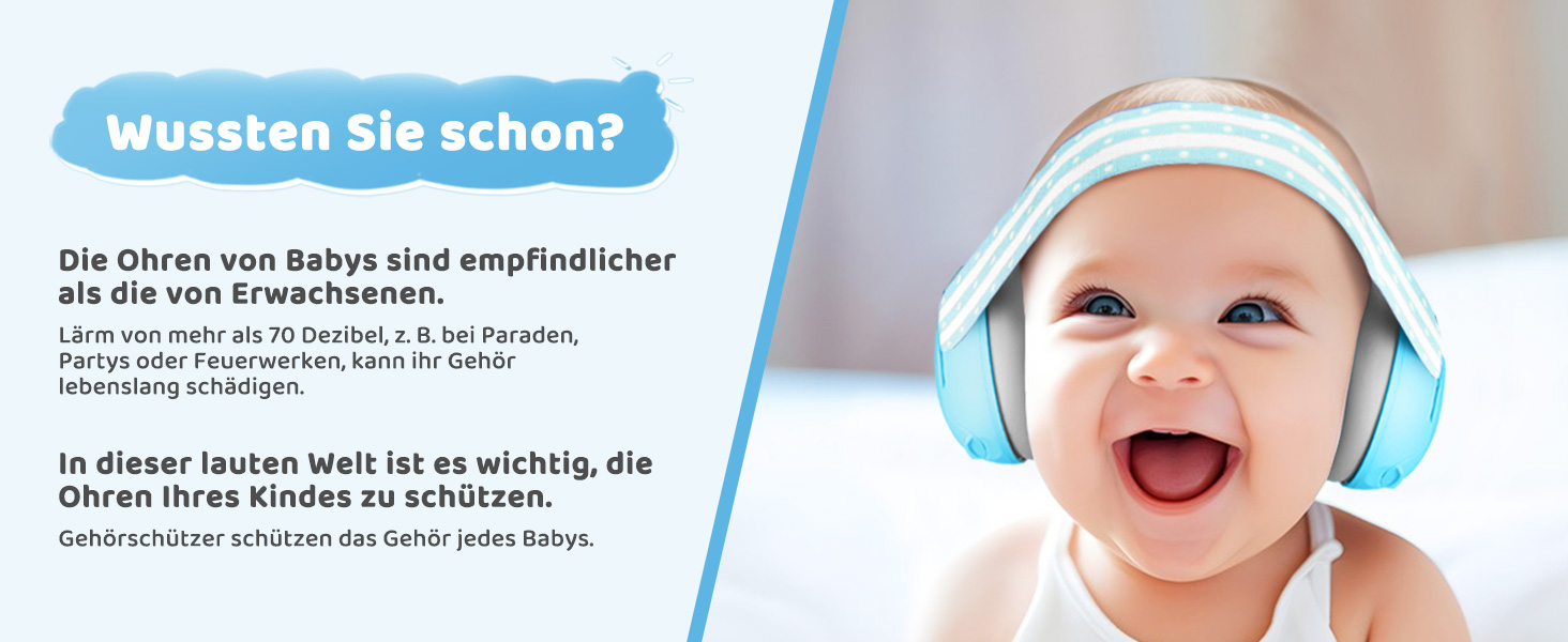 Навушники для захисту від шуму для малюків 0-2 роки, блакитні. Захист від шуму, ідеально для повсякденного використання та заходів