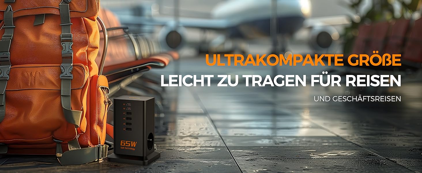 Зарядний пристрій TESSAN 6 в 1 з 6 портами USB, 65W, з кабелем 2м, для телефонів, планшетів та іншого, білий/чорний