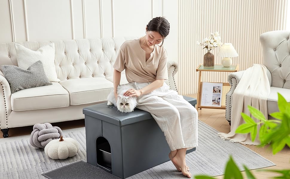 Шафа для котячого туалету MEEXPAWS XL, біла – прихований туалет для кішки, комод-сидіння для кота, котячий туалетний шафа