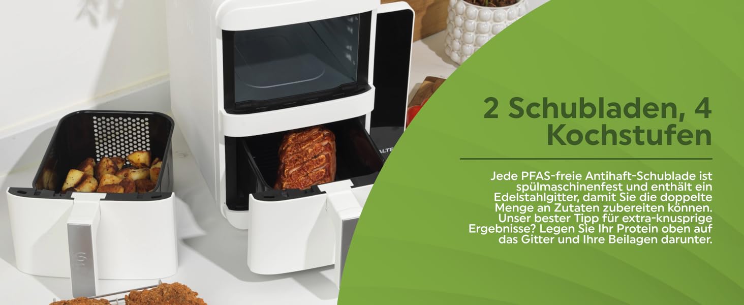 Фритюрниця Salter VertiCook Ultra з вертикальним подвійним ящиком, 9л, 12 функцій, без PFAS