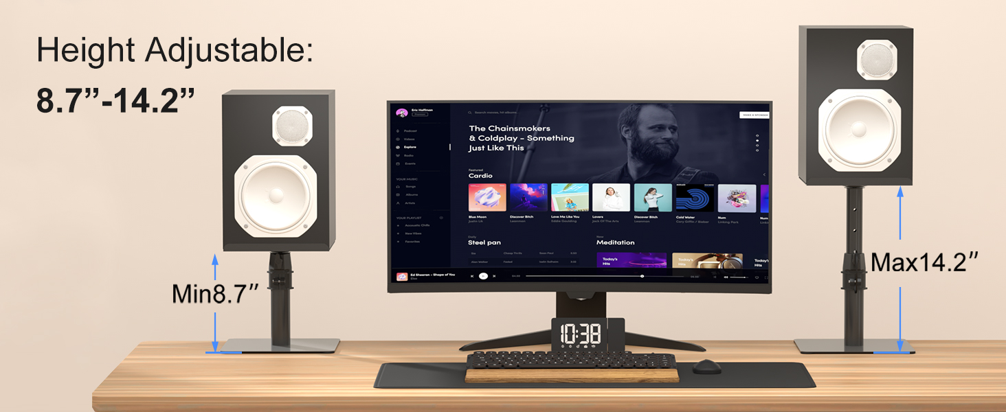 Підставка для колонок Suptek - 2 шт., чорний колір, 20 x 16.5 см, SDM003MB/SDM001T