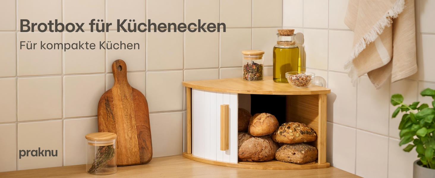 Бротокнига Praknu з дерева з ковзними дверцятами - Економія місця - Зберігає хліб свіжим - Легка збірка з інструкцією (Білий)