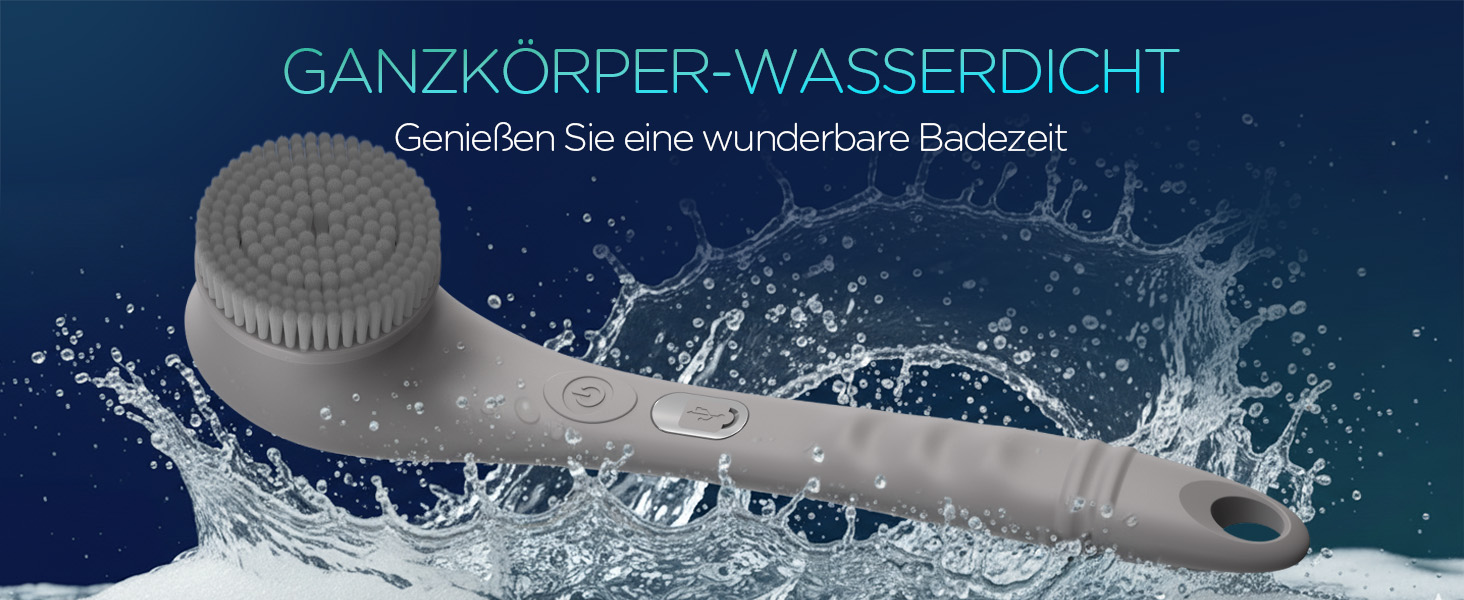 Електрична щітка для спини VOYOR BC300 (сіра): для скрабу та масажу тіла, водонепроникна, USB-зарядка