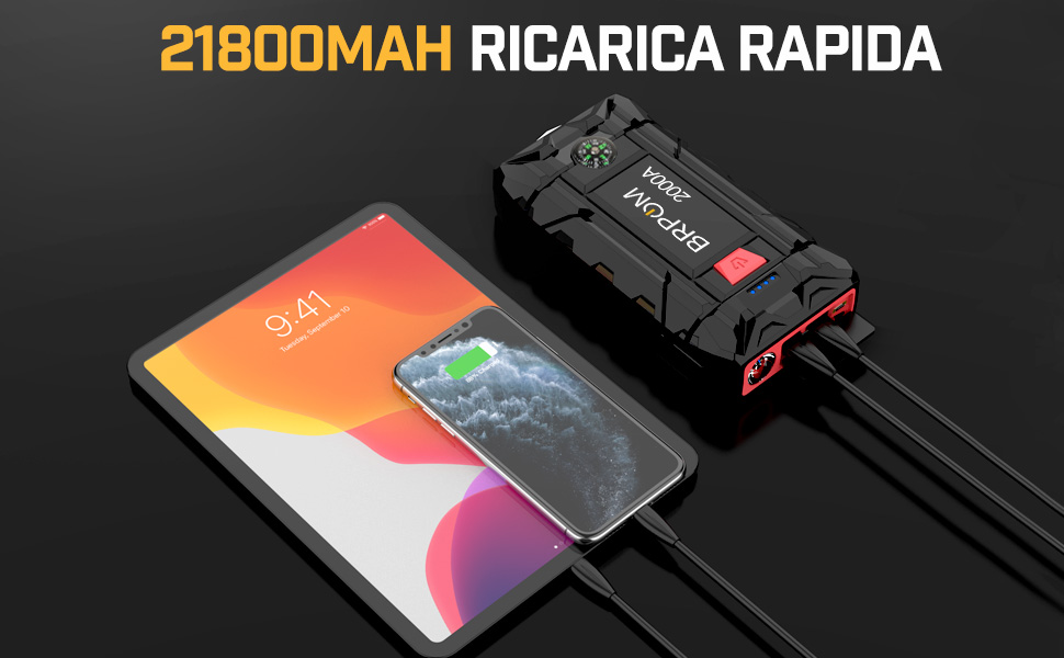 Powerbank BRPOM для запуску авто з LCD-дисплеєм (2000A, 7000A)