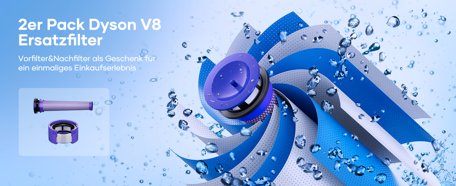 Замінний акумулятор V8 6.0 Ah для пилососів Dyson SV10 Absolute Animal Fluffy Animal Exclusive Trigger - FLYLINKTECH з фільтрами, щіткою та інструментами